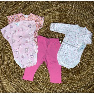 New 8-11 LBS 4 Piece‎ Newborn Baby Girl Bundle Pink Girls Babies Pants Bodysuits